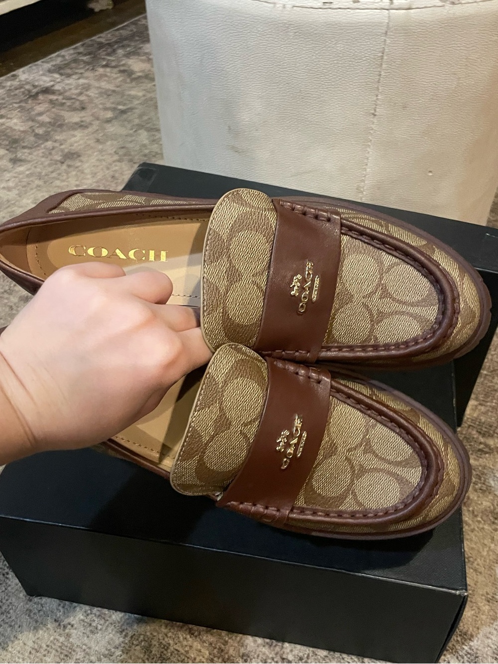 Ruthie Sig Loafer Khaki/Walnut Coach Brown Shoes Size 8 B NIB New!! $198 - Picture 7 of 8